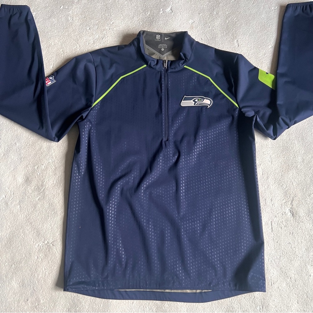 Nike Seattle Seahawks Medium Windbreaker-NFL On Field Apparel Blue&Neon Green